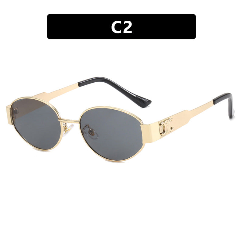 Women's fashionable sunglasses in elegant oval design with robust metal frame Skanto