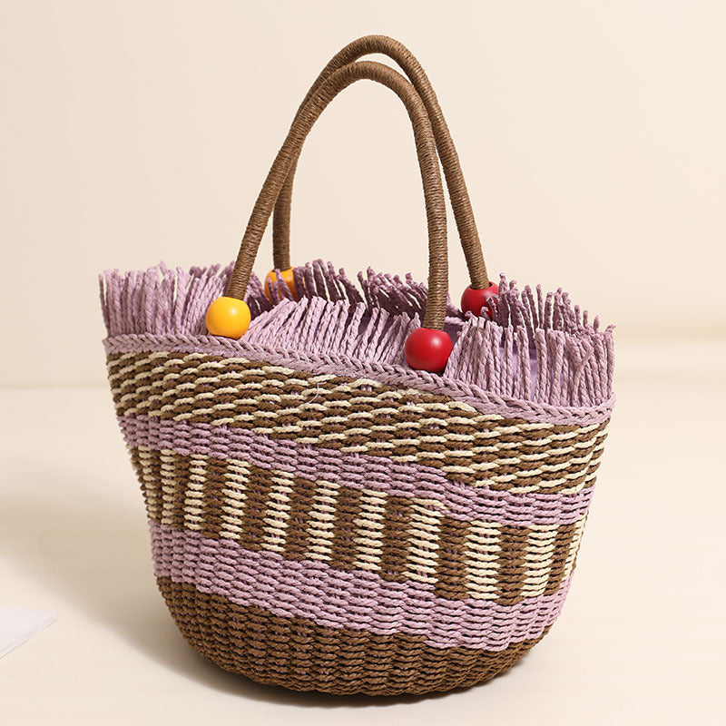 Stylish tote bag with colorful fringes Skanto