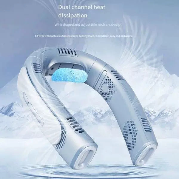 Unisex one-size portable rechargeable bladeless neck fan with adjustable airflow and silent brushless motor Skanto