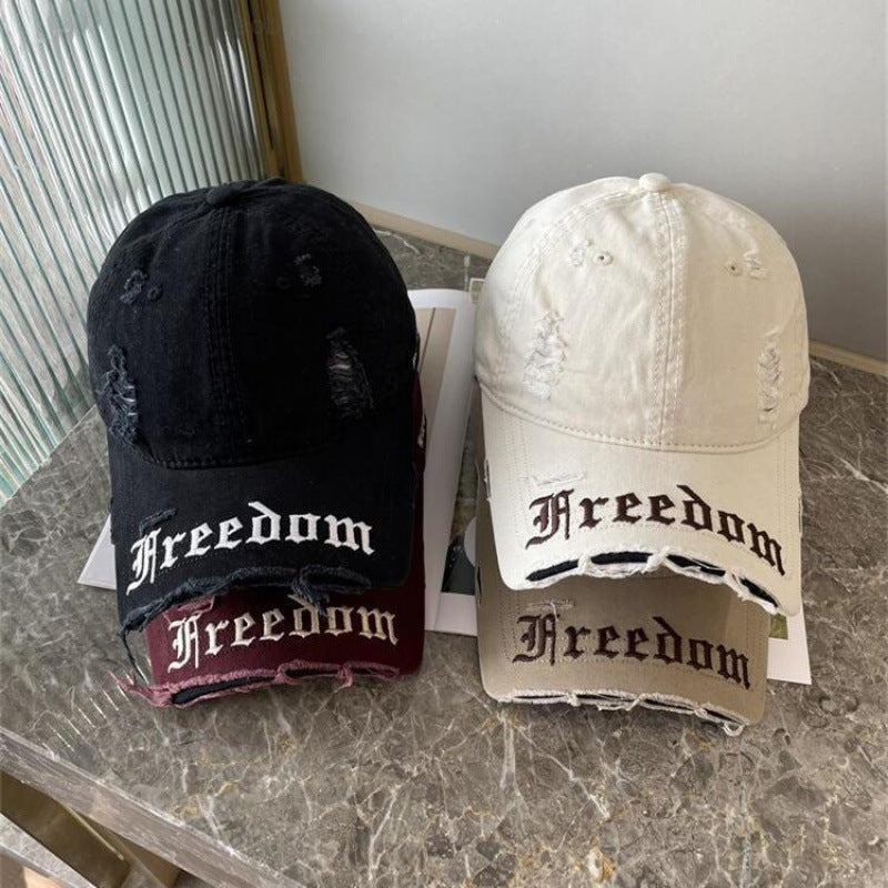 Kvinnenes slitte frihets broderte baseballcap Skanto