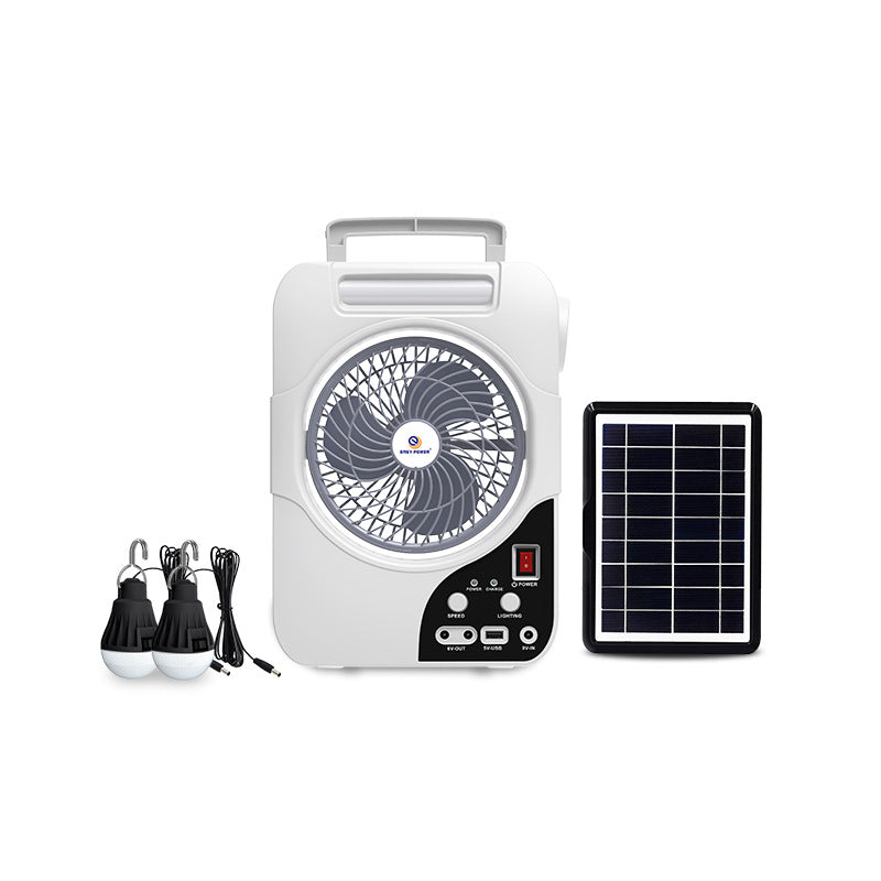 Unisex nan bærbart sol ventilasjonsanlegg med integrert batteri, LED-lamper og USB-kontakt Skanto