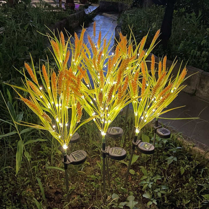 Solar LED Ornamentale Gress Stakelykter Med Integrert Solcellepanel Skanto