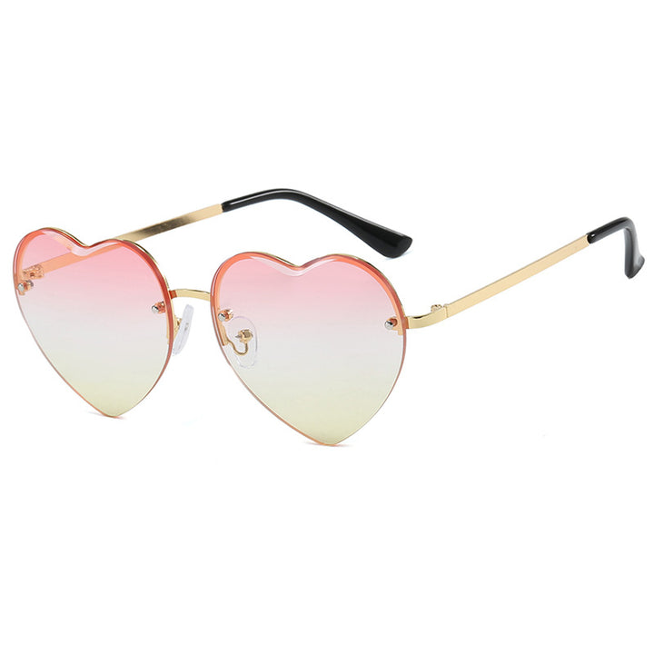Women's heart-shaped sunglasses with mirrored lenses and modern metal frame Skanto