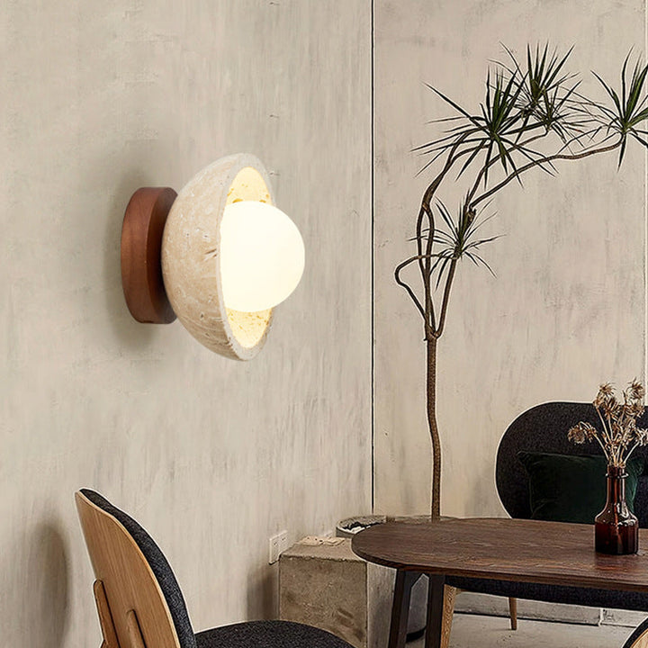 Skanto | Boho Travertin Naturstein LED Vegglampe