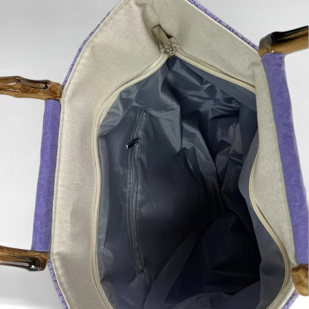 Elegant bomullsveske med bambushåndtak Skanto