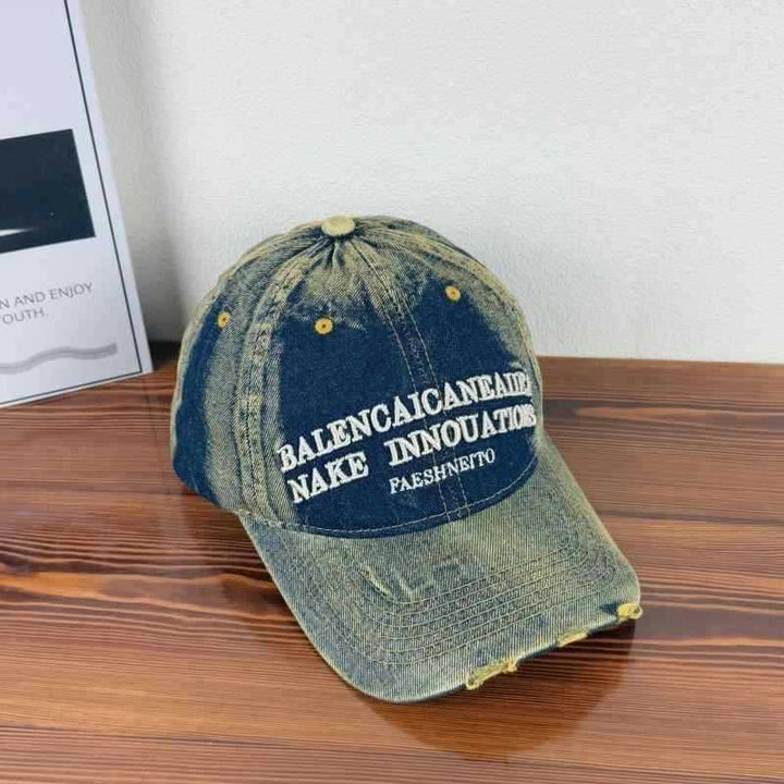 Unisex Vintage-Inspirert Slitt Denim Baseball Caps Skanto