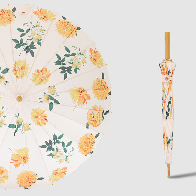 Kvinnens sammenleggbare solskjermparaply med kunstnerisk design Skanto