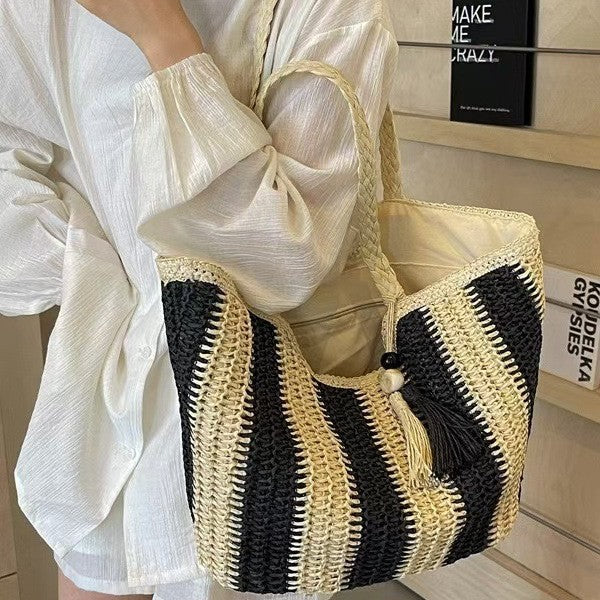 Designer Strandveske med Strukturert Veving Skanto