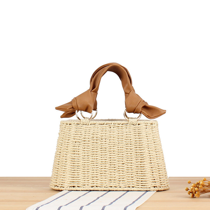 Basket bag with elegant fabric decoration Skanto