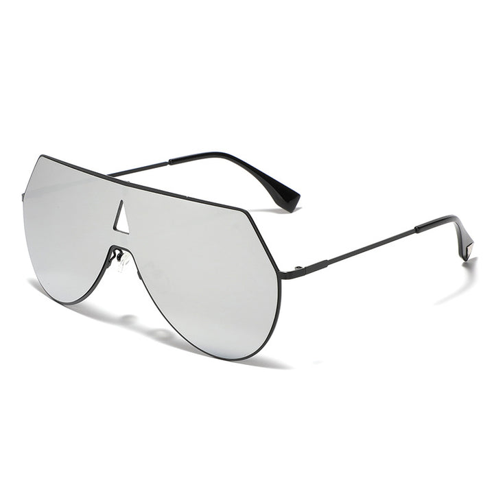 Dame futuristisk oversized solbriller med beskyttende metallramme Skanto