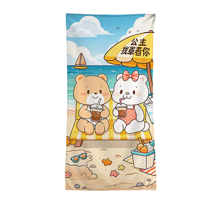 Women's beach towel with vibrant palm motif Skanto