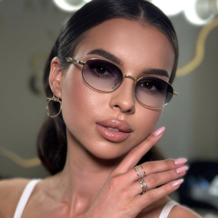 Women's robust round sunglasses with mirrored lenses Skanto