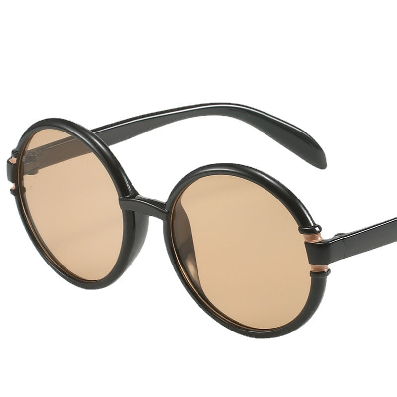 Dame rund solbrille i trendy leopardmønster med UV-beskyttelse Skanto