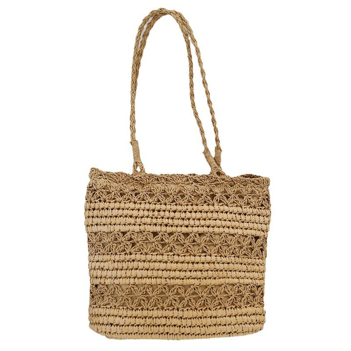 Hand-knotted beach bag in modern net design Skanto