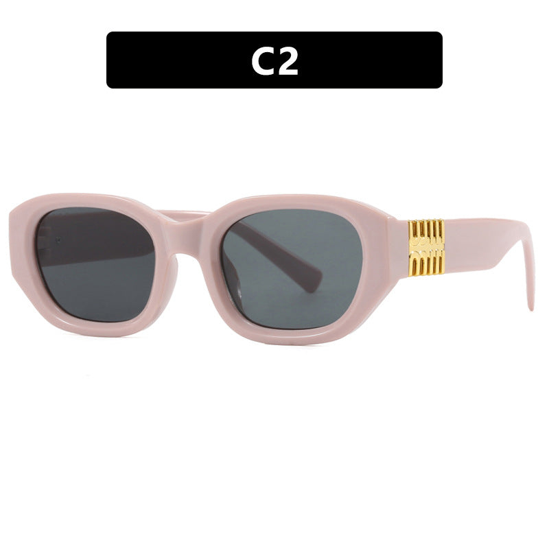 Women's fashionable sunglasses with unique geometric design and elegant accents Skanto