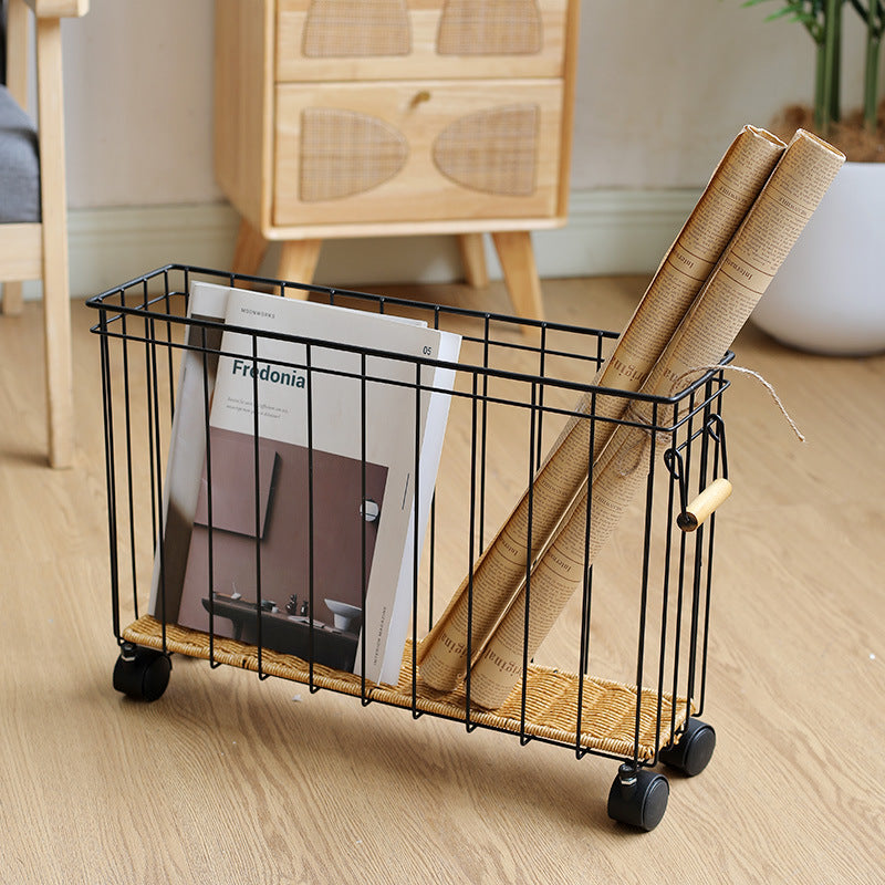 Rullende Rattan Oppbevaringsvogn Skanto