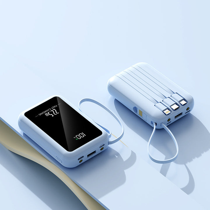 Bærbar Powerbank med integrert digital skjerm og allsidig kabelsystem Skanto