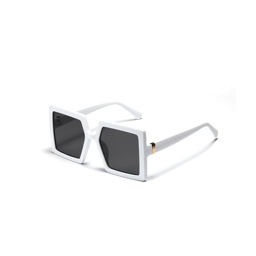 Dame geometrisk solbrille med moderne, bred ramme Skanto