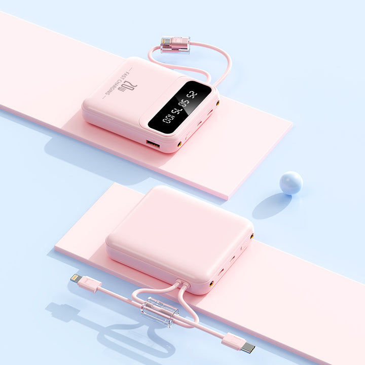 Bærbar powerbank med integrert ladekabel og digitalt display Skanto