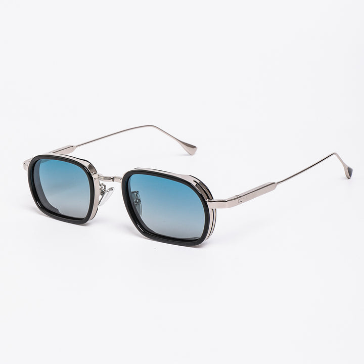 Dame moteriktig solbrille med robust metallramme og trendy glass Skanto
