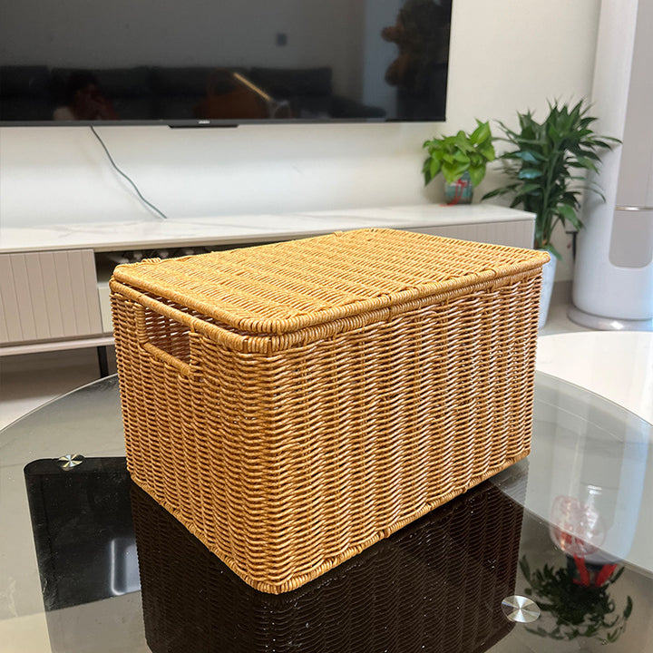 Dame oppbevaringsboks laget av flettet materiale Skanto
