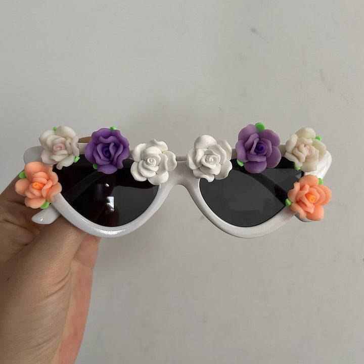 Dame Cat-Eye solbriller med blomsterdekor Skanto