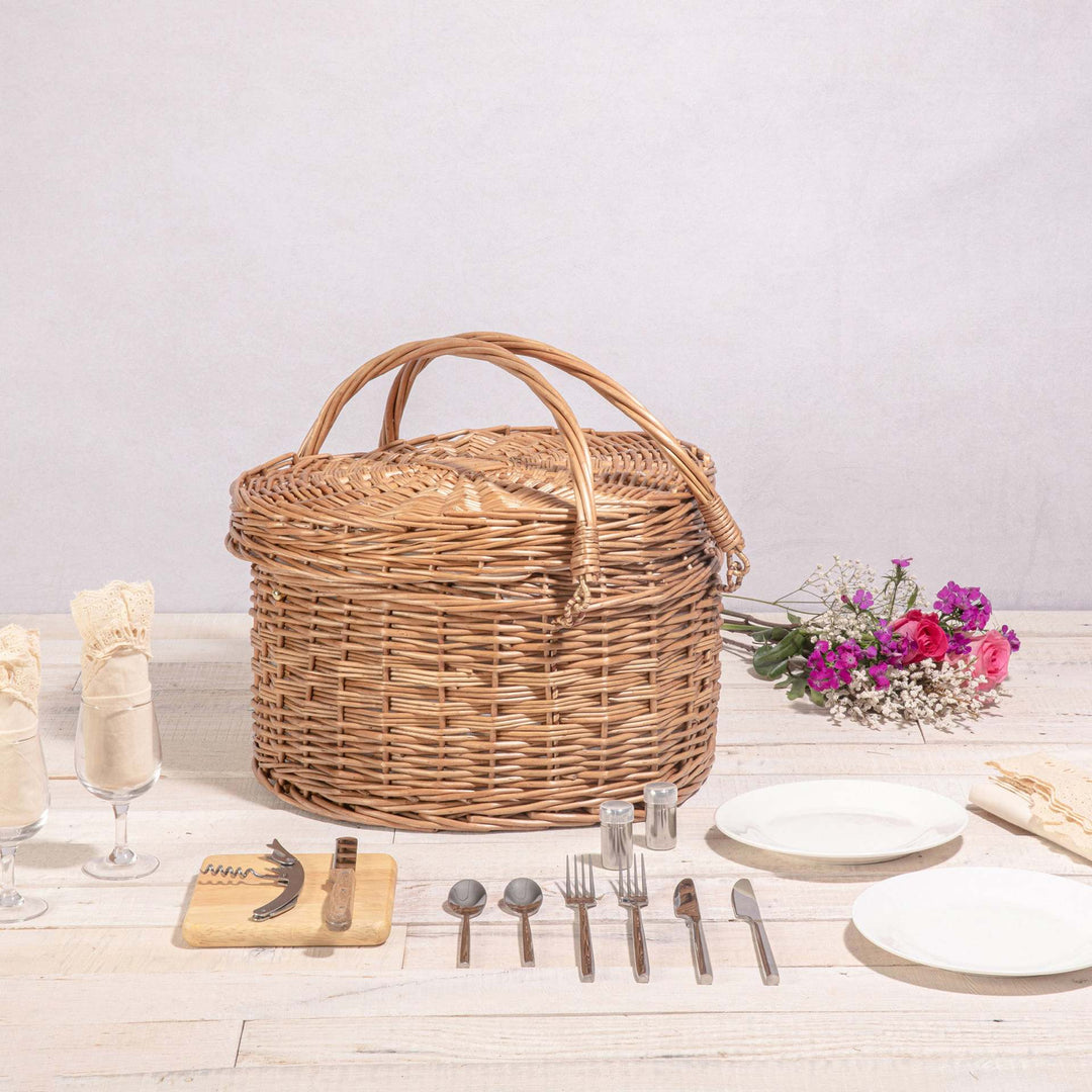 Dames piknikkurv med integrert servise og elegant innerforing Skanto