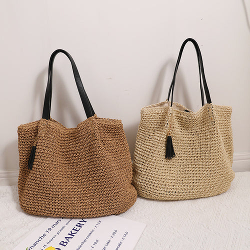 Durable basket bag with faux leather handle reinforcement Skanto
