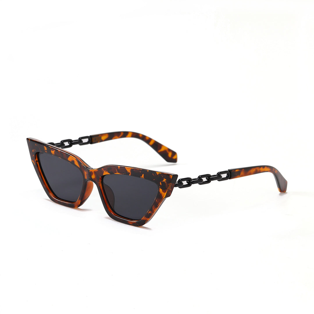 Dame Cat-Eye solbrille med luksuriøs kjettingramme Skanto