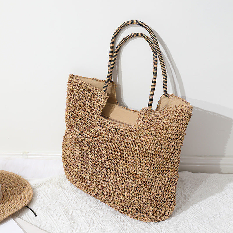 Handmade Solid Natural Material Tote Bag with Stylish Scarf Skanto