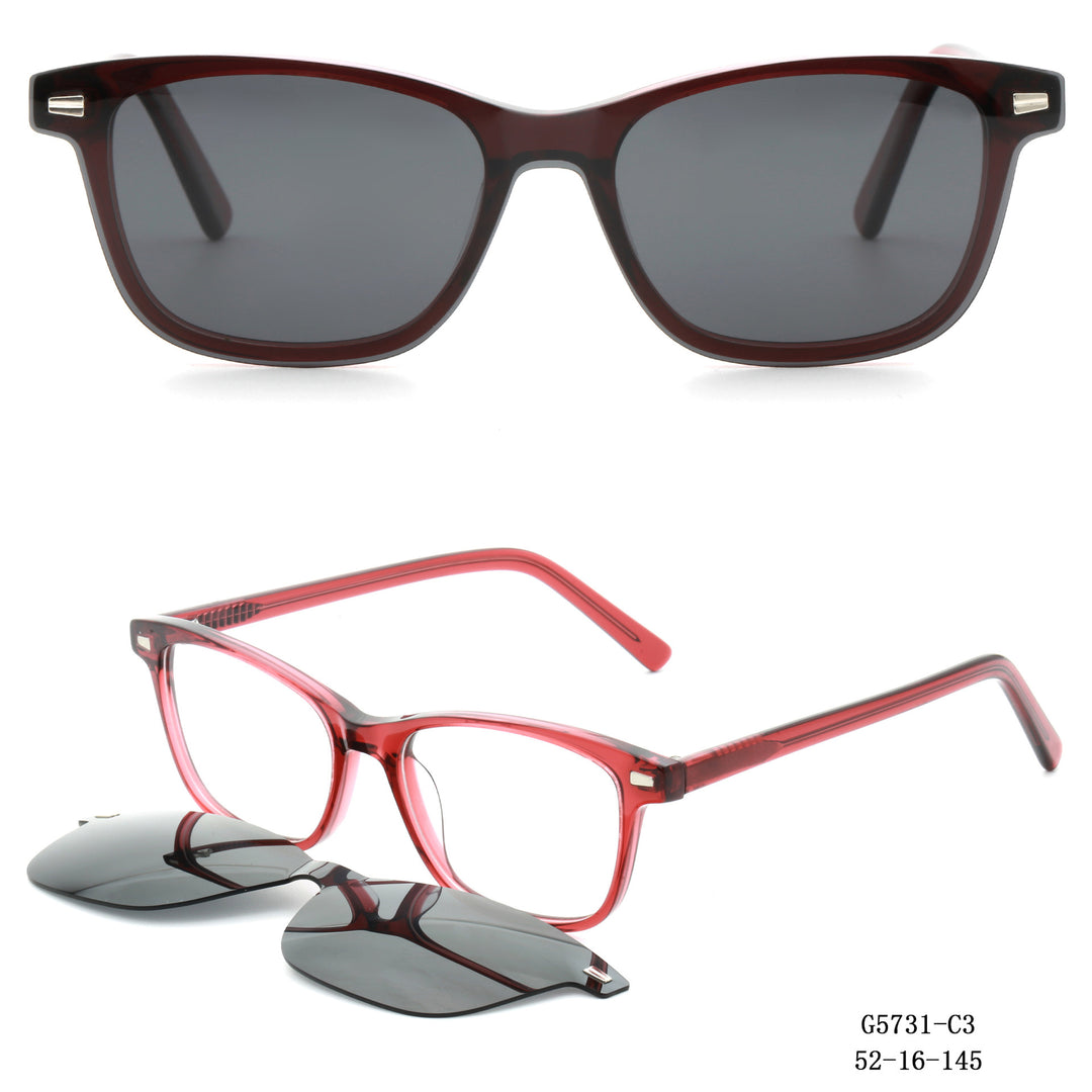 Dame moteriktig kvadratisk solbrille med avtakbare linser Skanto
