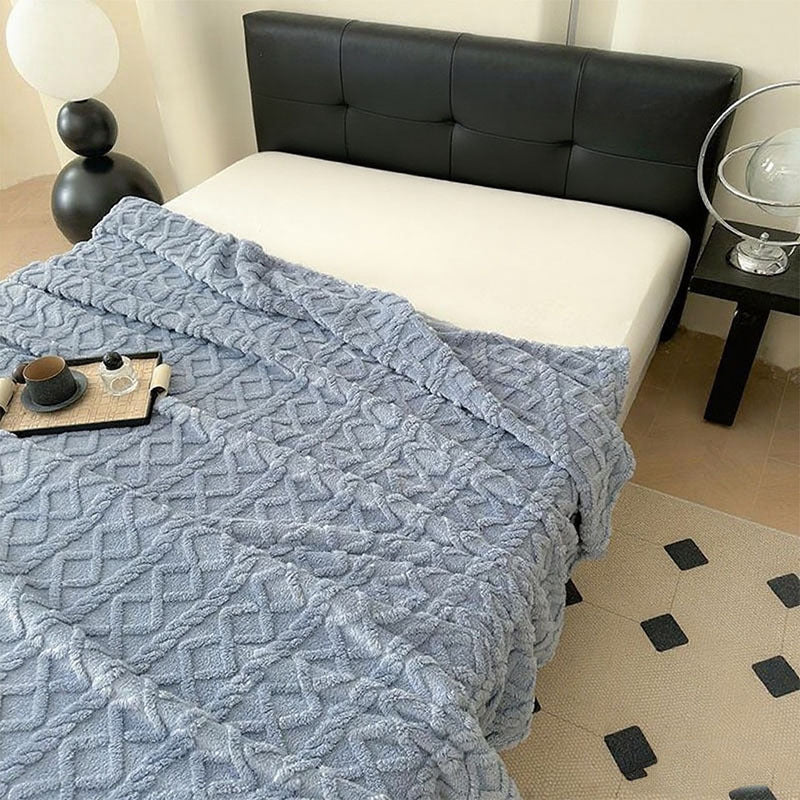 Damer Plysj Sengeteppe med strukturert design Skanto