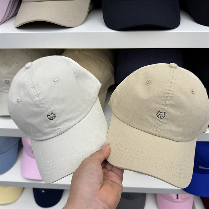 Kvinners katt-brodert bomull baseball cap Skanto