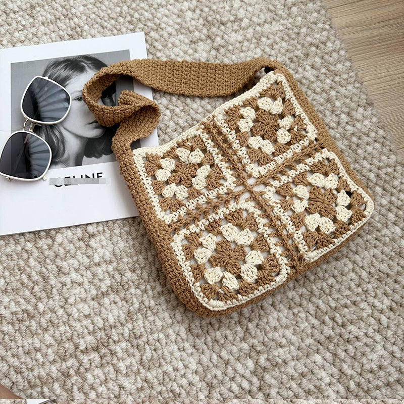 Crocheted crossover bag with folk-inspired design Skanto