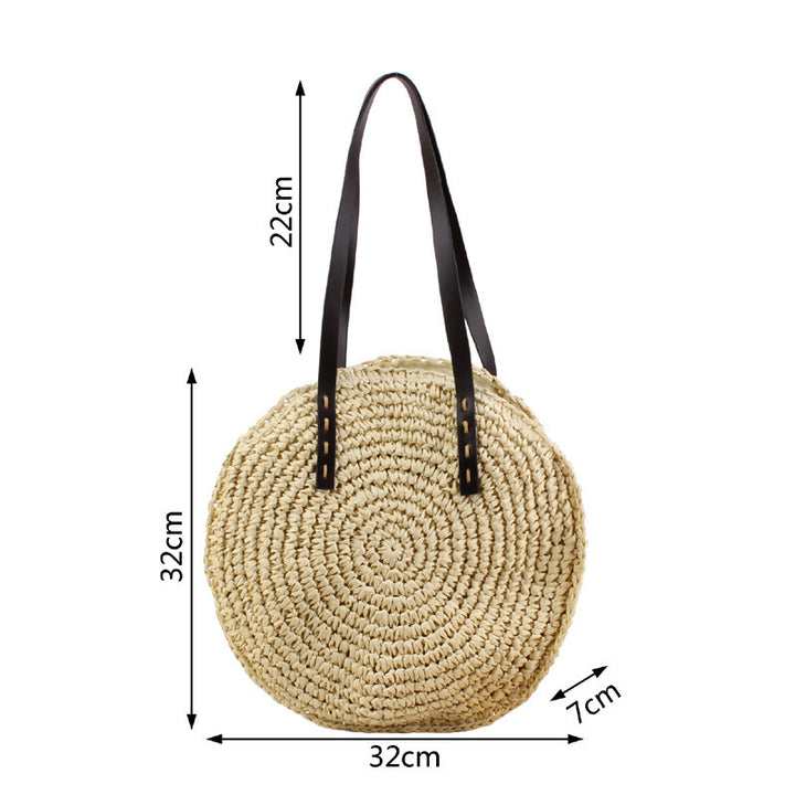 Round basket bag with sturdy leather handles Skanto