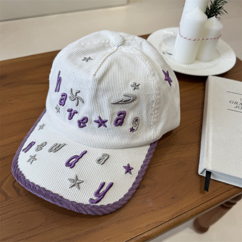 Kvinnens broderte cordfløyels baseball cap Skanto