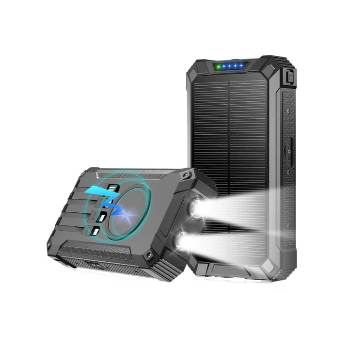 Høykapasitets solcelle-powerbank med dobbelt LED-lys og hurtigladefunksjon Skanto