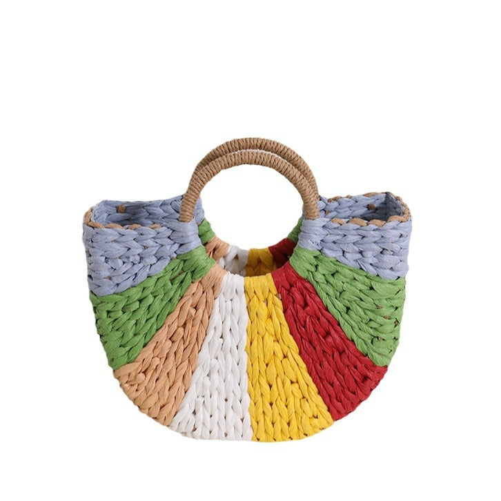 Handmade basket bag with colorful pattern Skanto