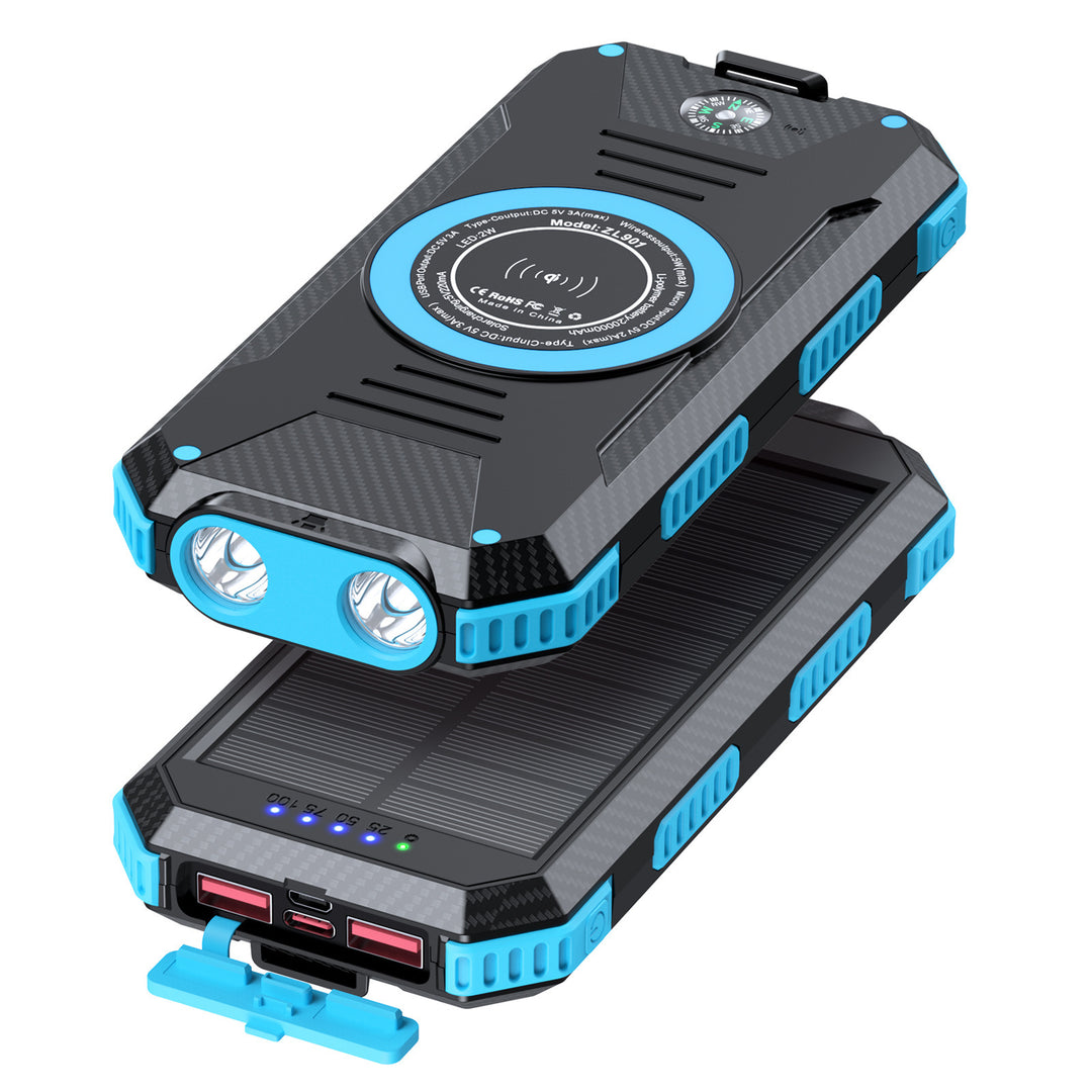 Solcelledet Powerbank med Innebygd Kompass og LED-Belysning Skanto