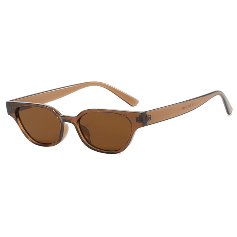 Women's Fashionable Sunglasses with Curved Frame and Brown Lenses Skanto