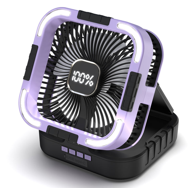 Solar-drevet campingvifte med LED-lys Skanto