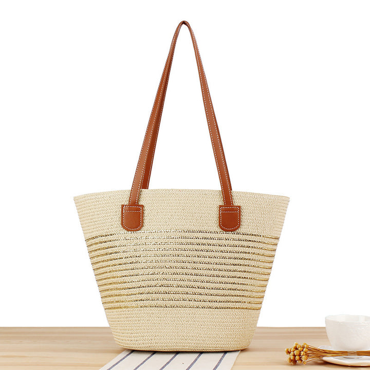 Elegant Straw Bag with Attractive Leather Handles Skanto