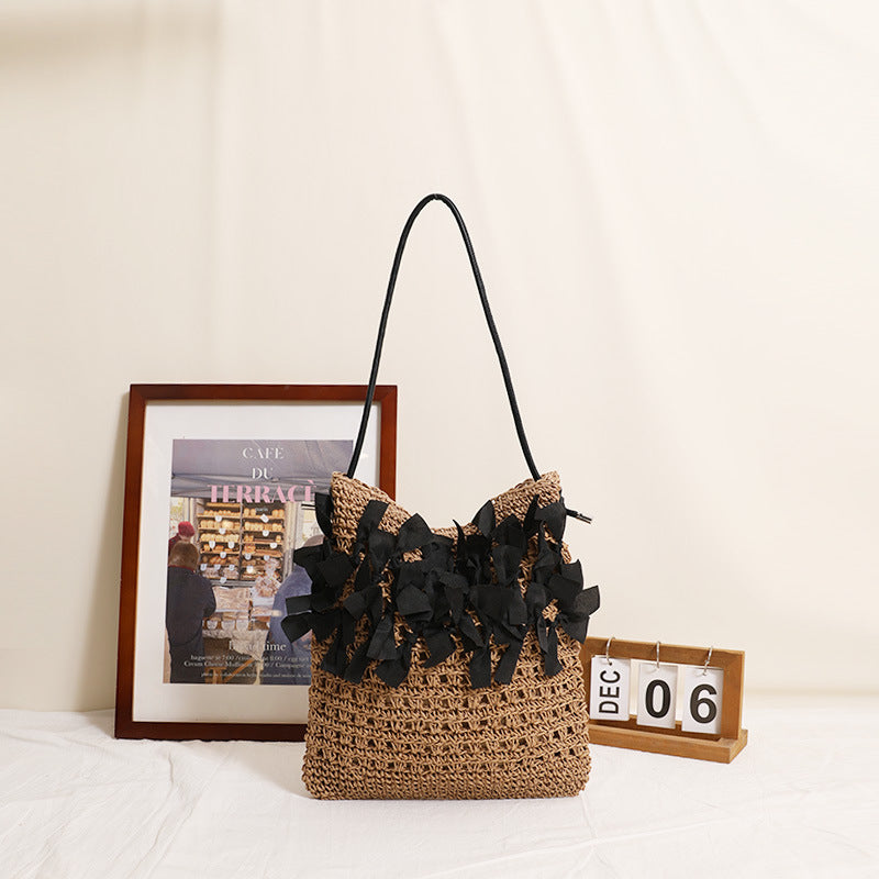 Handmade beach bag with decorative bows Skanto