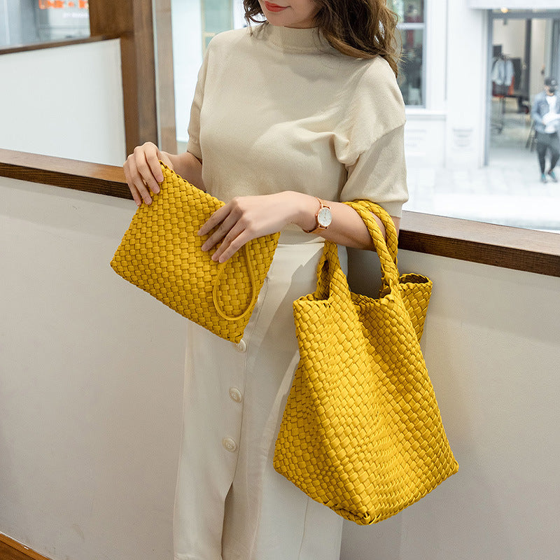 Elegant Flettet Håndveske med Avtagbar Clutch Skanto