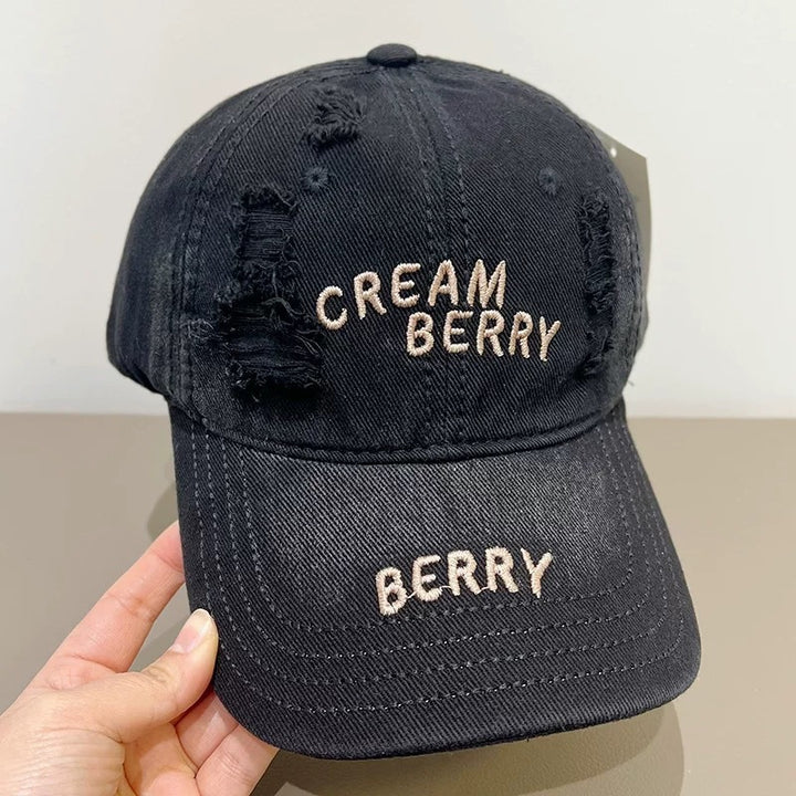 Kvinnens slitt denim baseballcaps Skanto