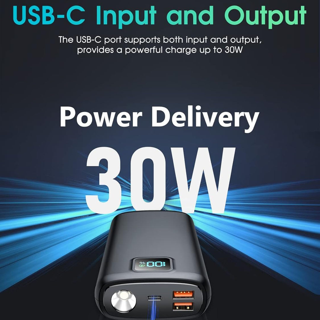 Bærbar Powerbank med Digitalt LED-display og Lommelyktfunksjon Skanto