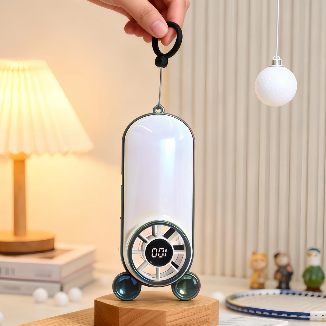 Dame Bærbar Mini-Ventilator med LED-skjerm og multifunksjonsdesign Skanto