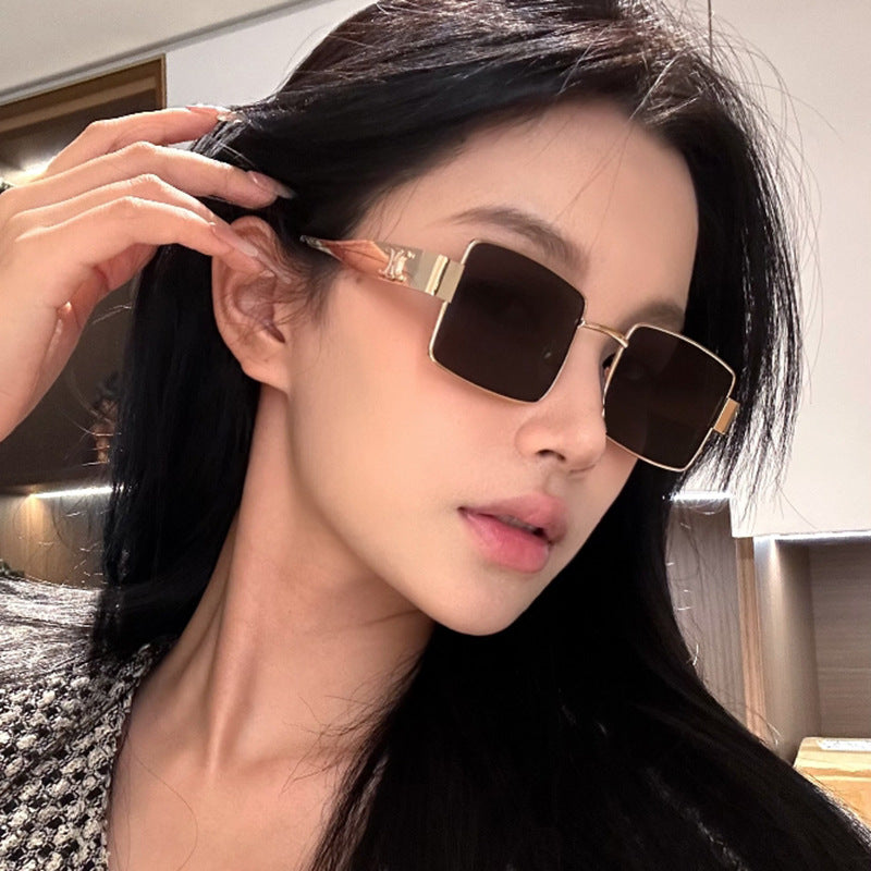 Women's fashionable rectangular sunglasses with high-quality metal frame and polarized lenses Skanto