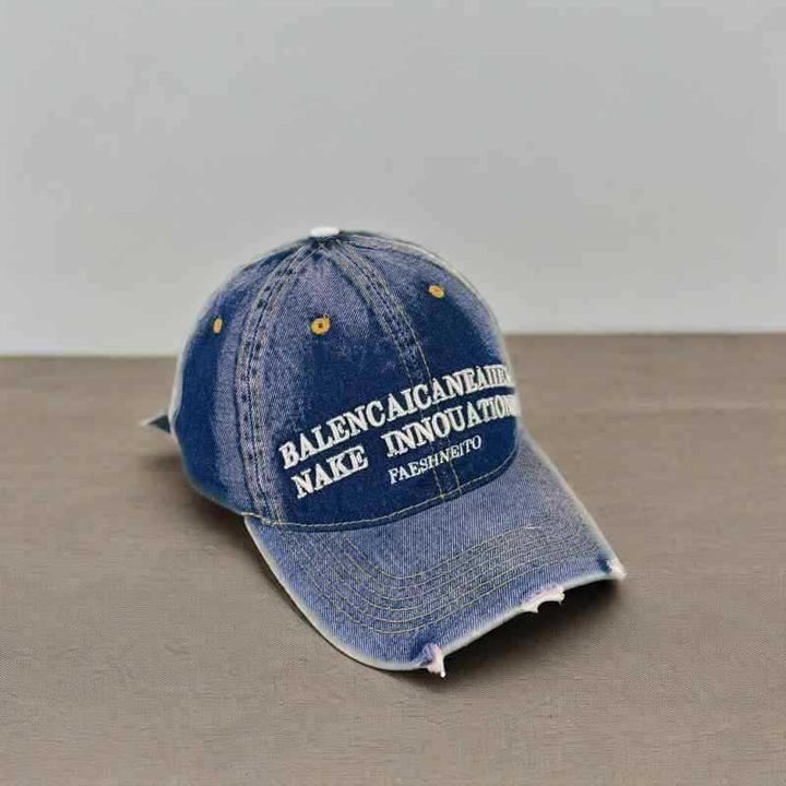 Unisex Vintage-Inspirert Slitt Denim Baseball Caps Skanto