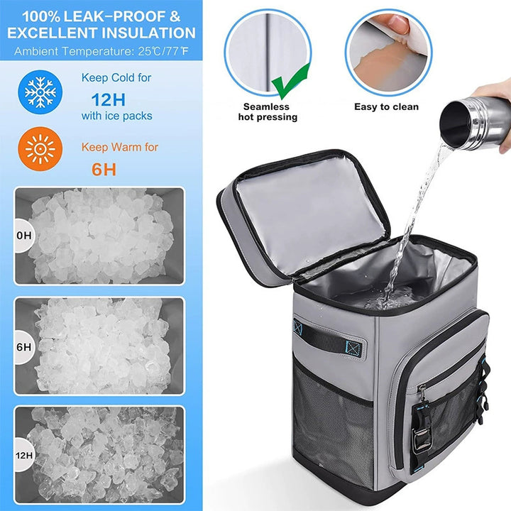 Unisex Insulated Cooler Backpack with Hard Base, Multiple Compartments, and Ergonomic Straps Skanto